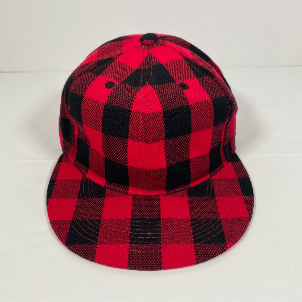KBEthos Premium Headwear Red Black Checks Baseball Cap SnapBack Size L